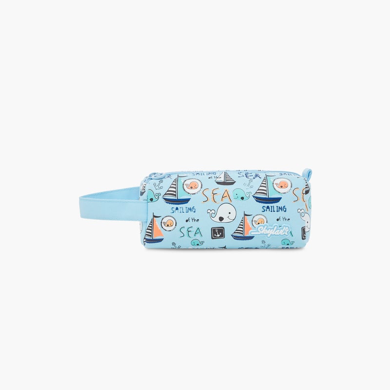 Skylar Pencil Case-Sea With 3D Accessories--1 Cmprt-Printed (Polyester) Light Blue \ 20.5X9.5X9.5 - Image 1
